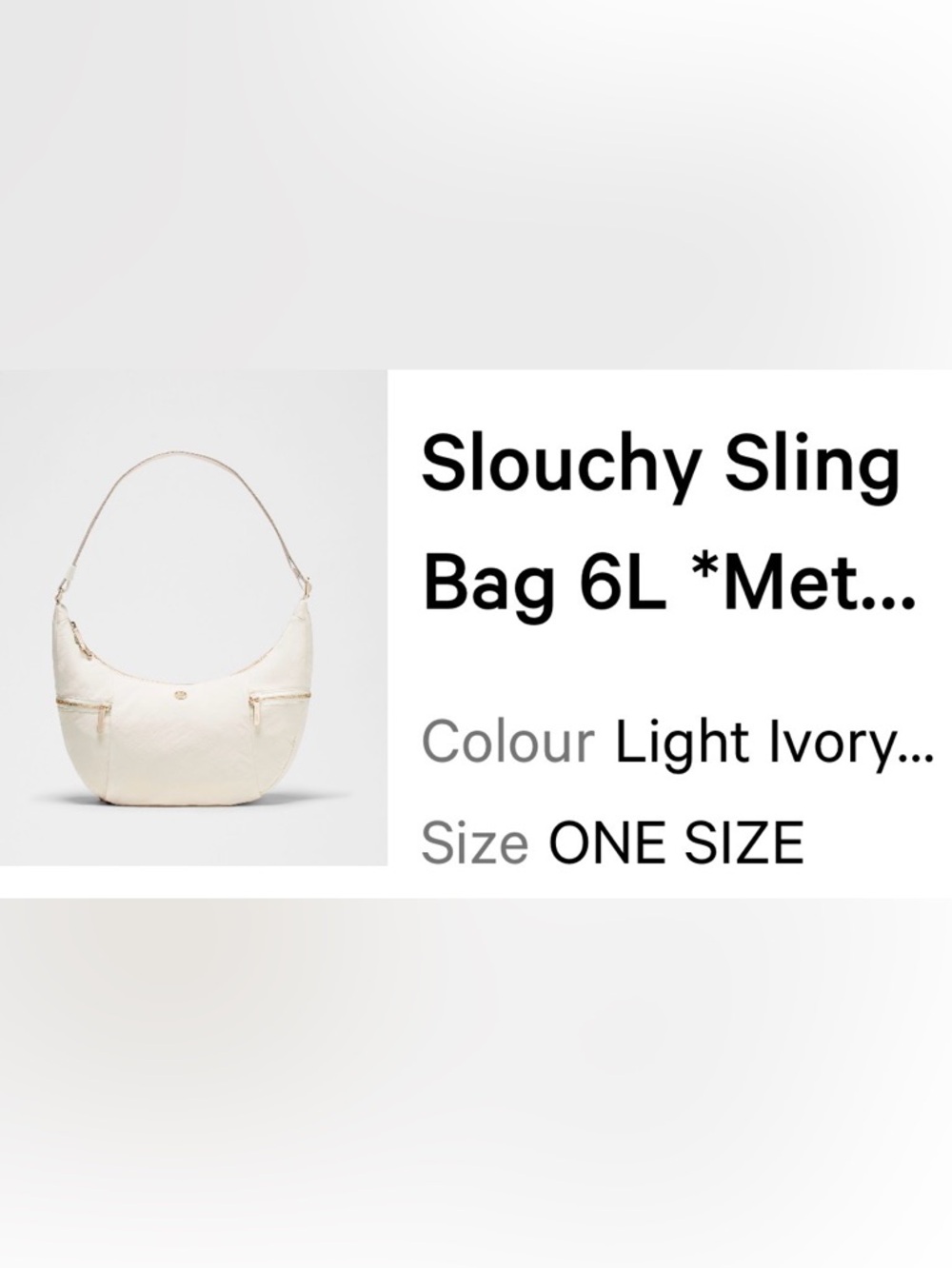 Lululemon Light Cream Slouchy Shoulder Bag - Unbranded